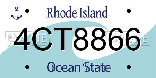 4CT8866 Rhode Island License Plate