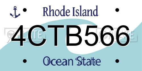 4CTB566 Rhode Island License Plate