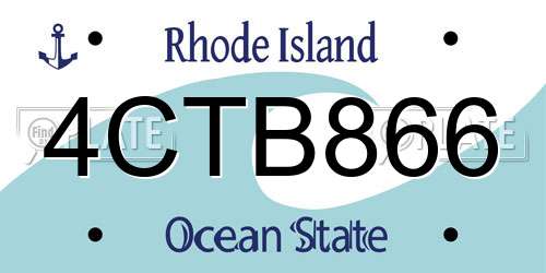 4CTB866 Rhode Island License Plate