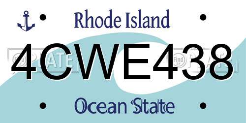 4CWE438 Rhode Island License Plate