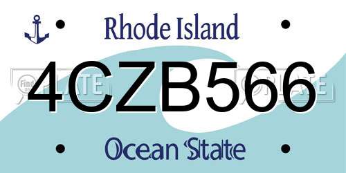 4CZB566 Rhode Island License Plate