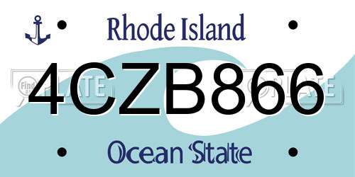 4CZB866 Rhode Island License Plate