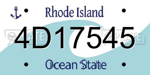 4D17545 Rhode Island License Plate