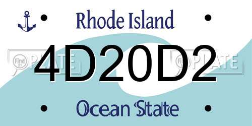 4D20D2 Rhode Island License Plate