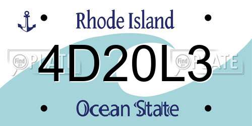 4D20L3 Rhode Island License Plate