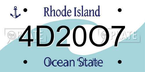 4D20O7 Rhode Island License Plate