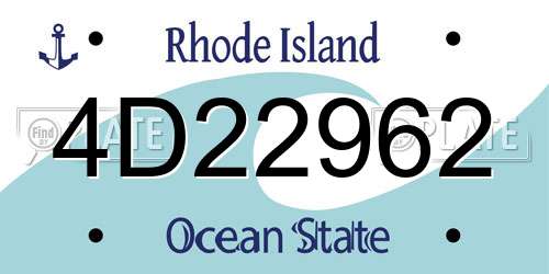 4D22962 Rhode Island License Plate