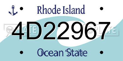 4D22967 Rhode Island License Plate