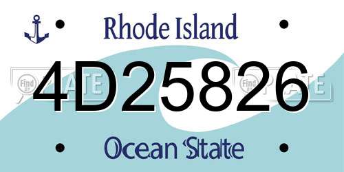4D25826 Rhode Island License Plate