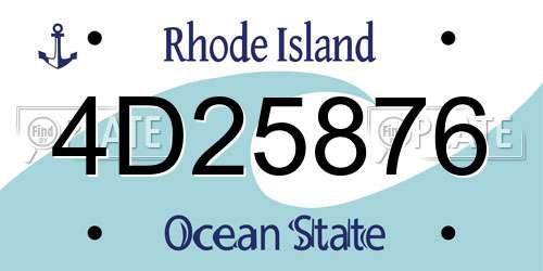 4D25876 Rhode Island License Plate