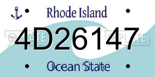 4D26147 Rhode Island License Plate