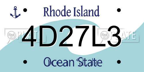 4D27L3 Rhode Island License Plate