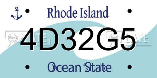 4D32G5 Rhode Island License Plate