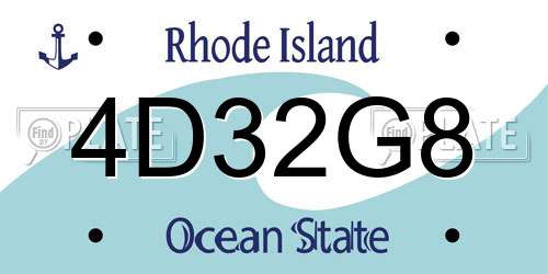 4D32G8 Rhode Island License Plate