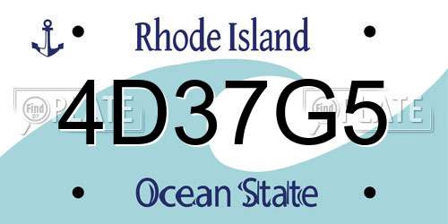 4D37G5 Rhode Island License Plate