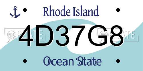4D37G8 Rhode Island License Plate