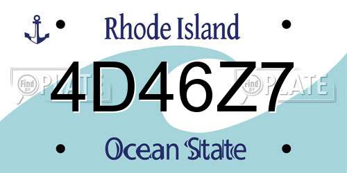 4D46Z7 Rhode Island License Plate