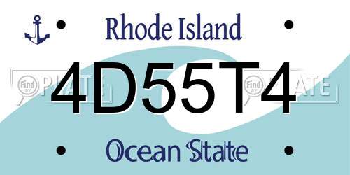 4D55T4 Rhode Island License Plate