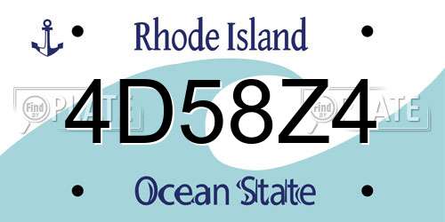 4D58Z4 Rhode Island License Plate
