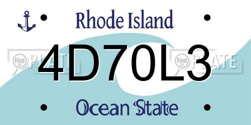 4D70L3 Rhode Island License Plate