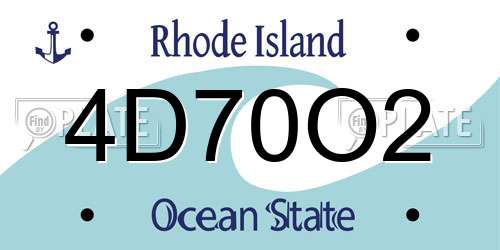 4D70O2 Rhode Island License Plate