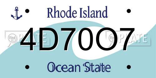 4D70O7 Rhode Island License Plate
