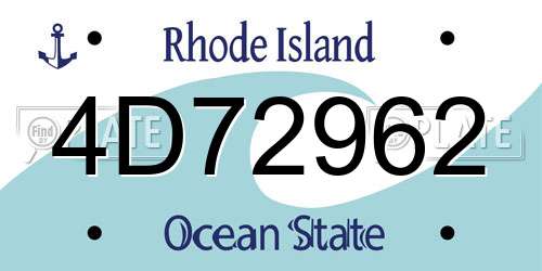 4D72962 Rhode Island License Plate