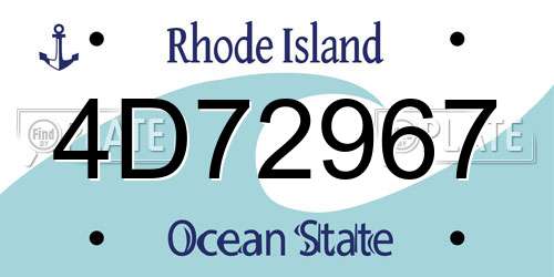 4D72967 Rhode Island License Plate