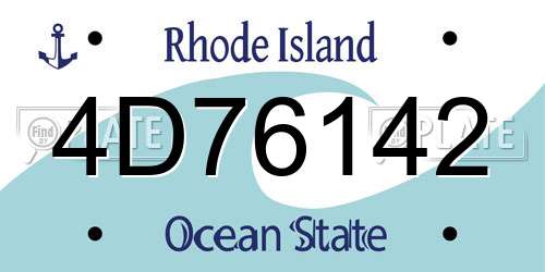 4D76142 Rhode Island License Plate