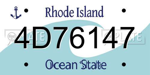 4D76147 Rhode Island License Plate
