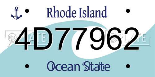 4D77962 Rhode Island License Plate