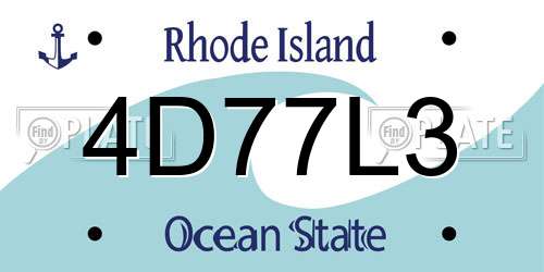 4D77L3 Rhode Island License Plate