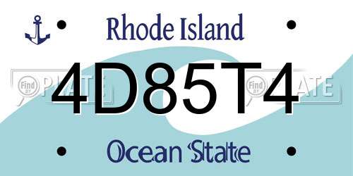 4D85T4 Rhode Island License Plate
