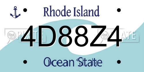 4D88Z4 Rhode Island License Plate