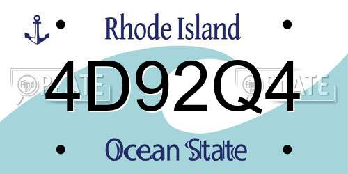 4D92Q4 Rhode Island License Plate