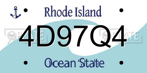 4D97Q4 Rhode Island License Plate