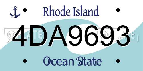 4DA9693 Rhode Island License Plate