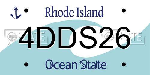 4DDS26 Rhode Island License Plate