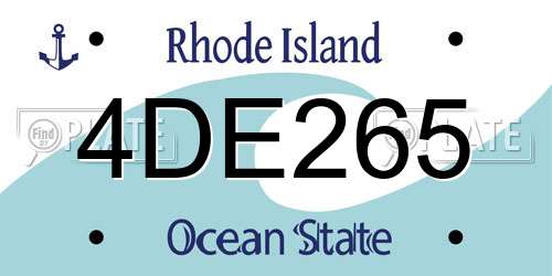 4DE265 Rhode Island License Plate