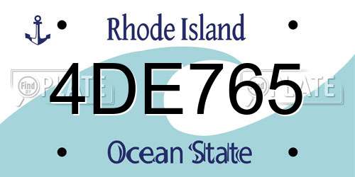 4DE765 Rhode Island License Plate