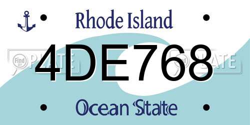 4DE768 Rhode Island License Plate