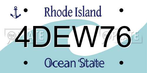 4DEW76 Rhode Island License Plate