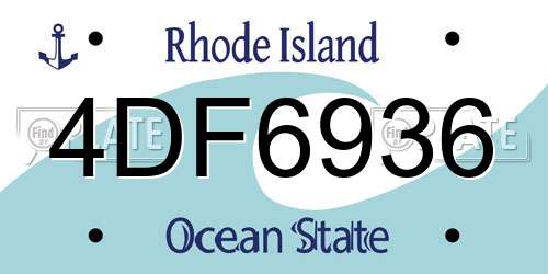 4DF6936 Rhode Island License Plate