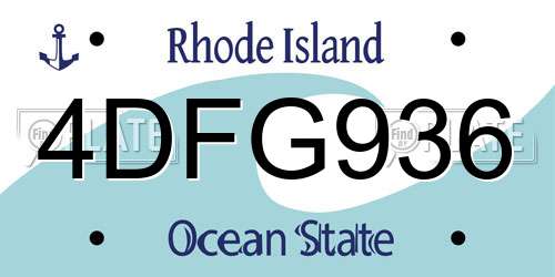 4DFG936 Rhode Island License Plate