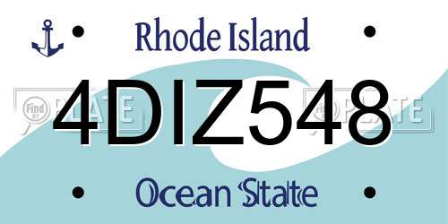 4DIZ548 Rhode Island License Plate