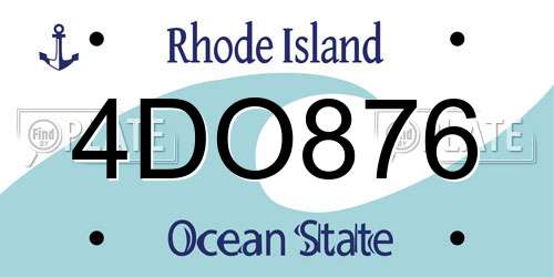 4DO876 Rhode Island License Plate
