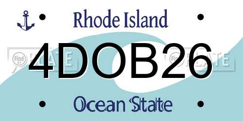 4DOB26 Rhode Island License Plate