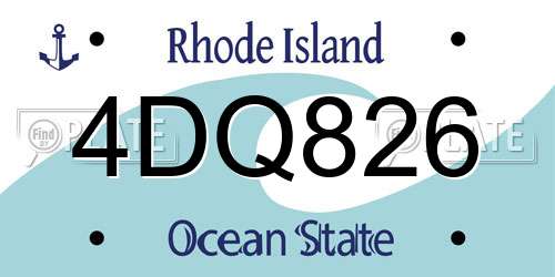 4DQ826 Rhode Island License Plate