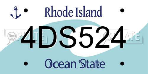 4DS524 Rhode Island License Plate