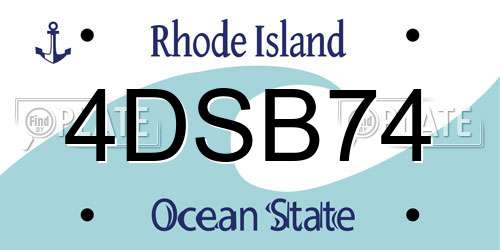 4DSB74 Rhode Island License Plate